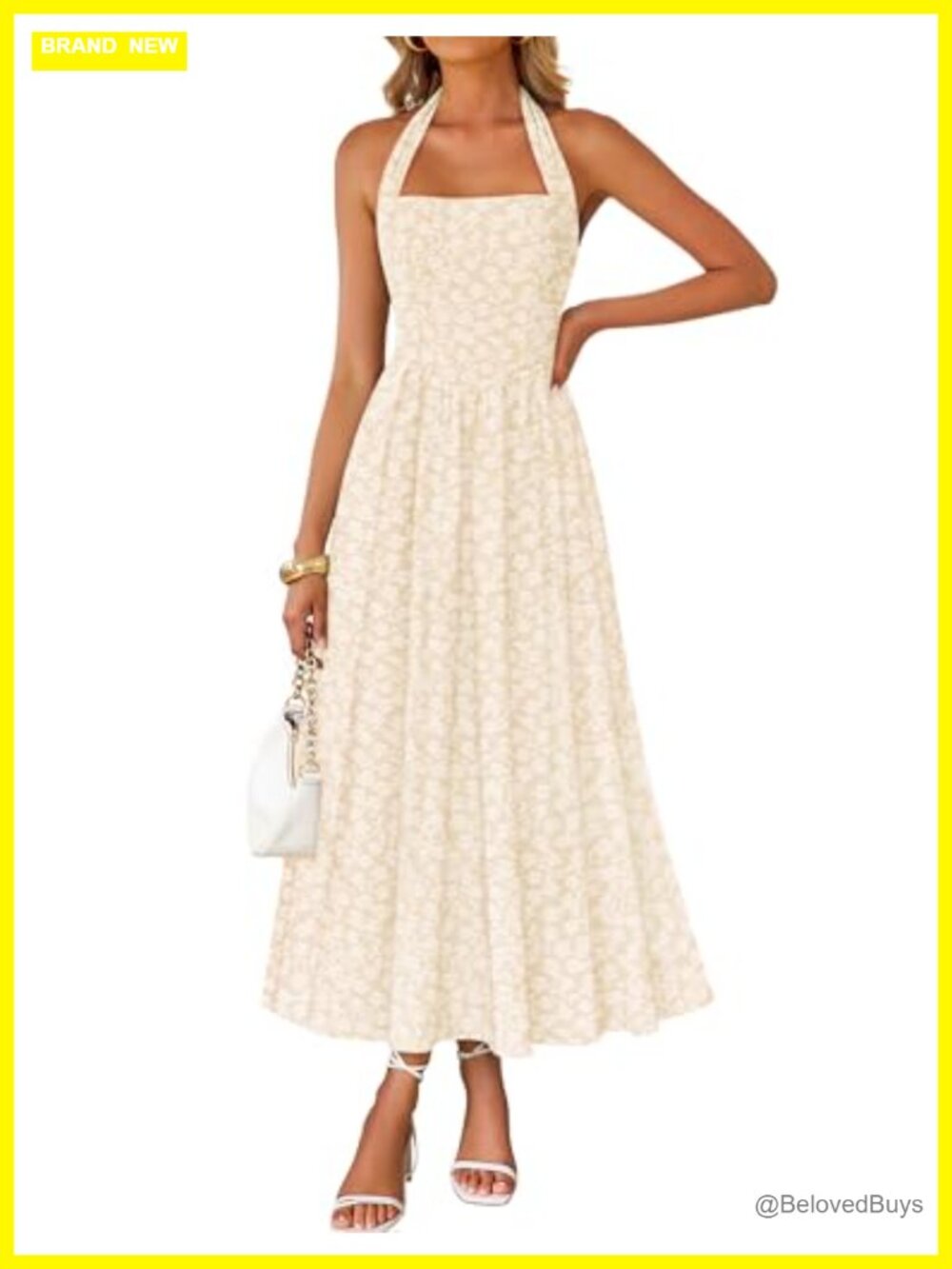 Sleeveless Floral Halter Maxi Dress Wedding Guest Cocktail